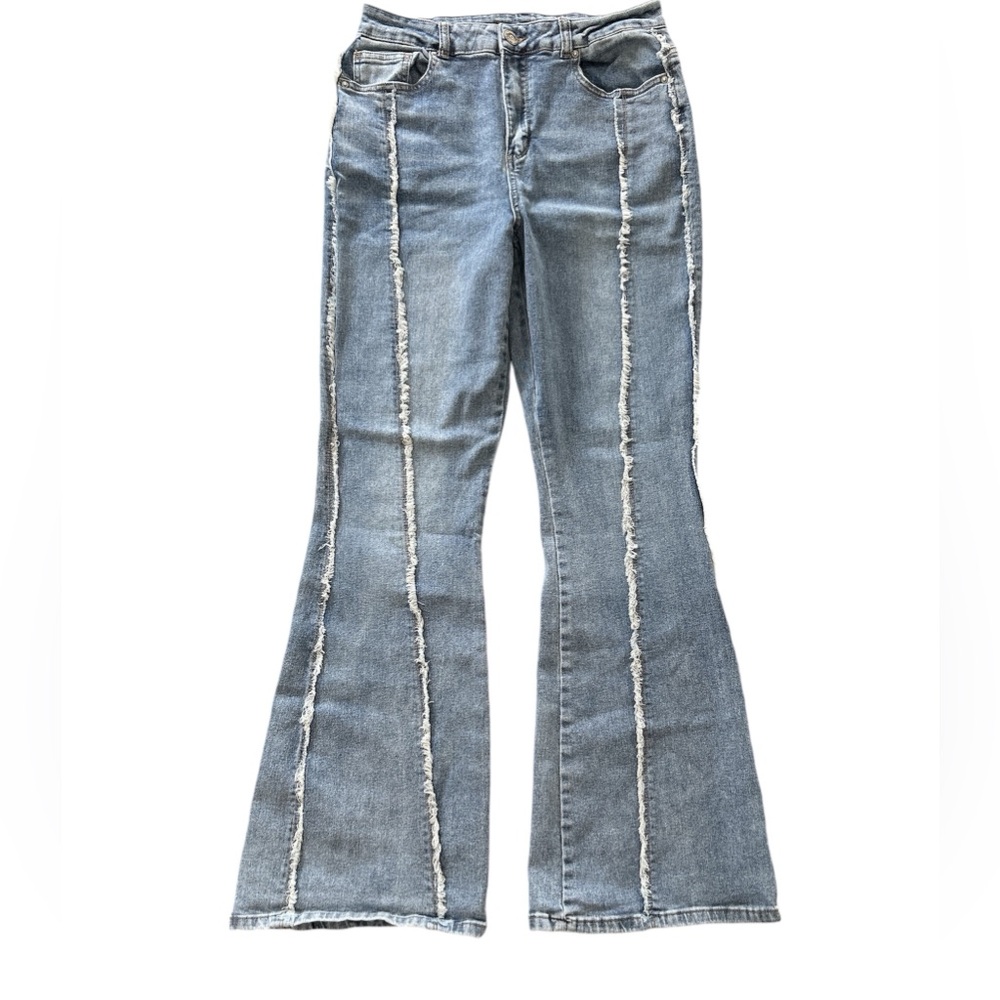 Copperflash High Rise Flare Jeans with fray detail